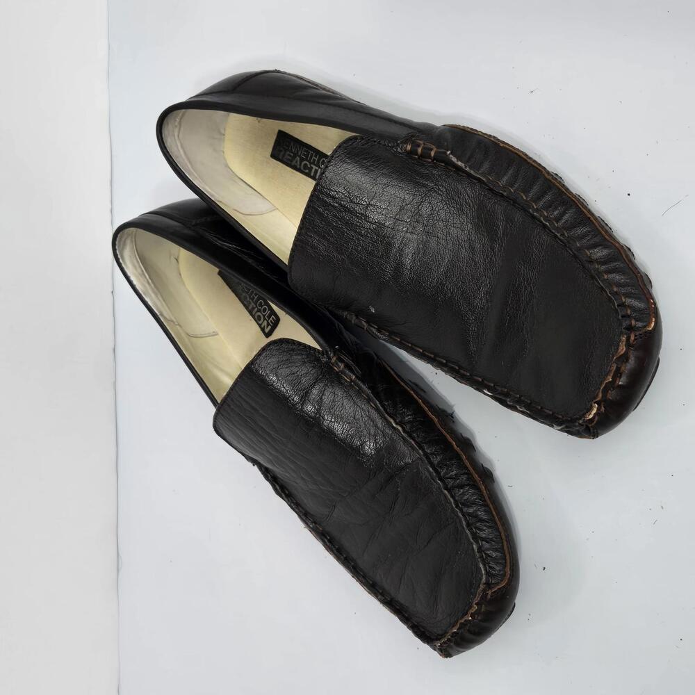 019 Kenneth Cole Reaction Men's Dark Brown Leather loafer Slip On Size 11M - Picture 1 of 9